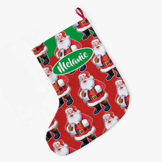 すてきなサンタのカスタムな女の子のクリスマスのストッキング ラージクリスマスストッキング (裏面 (吊り時))