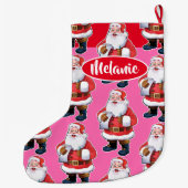 すてきなサンタのカスタムな女の子のクリスマスのストッキング ラージクリスマスストッキング (裏面)