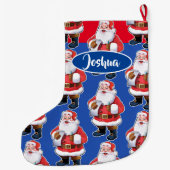 すてきなサンタのカスタムな男の子のクリスマスのストッキング ラージクリスマスストッキング (裏面)