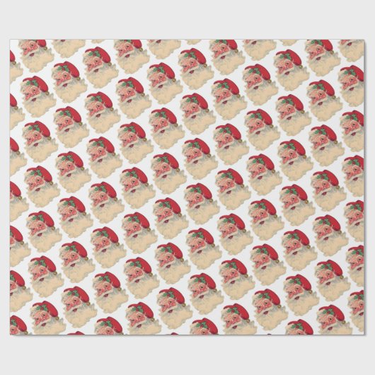 すてきなサンタクロースのクリスマスのギフト用包装紙のヴィンテージ ラッピングペーパー (フラット)