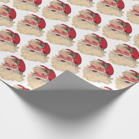 すてきなサンタクロースのクリスマスのギフト用包装紙のヴィンテージ ラッピングペーパー (角)