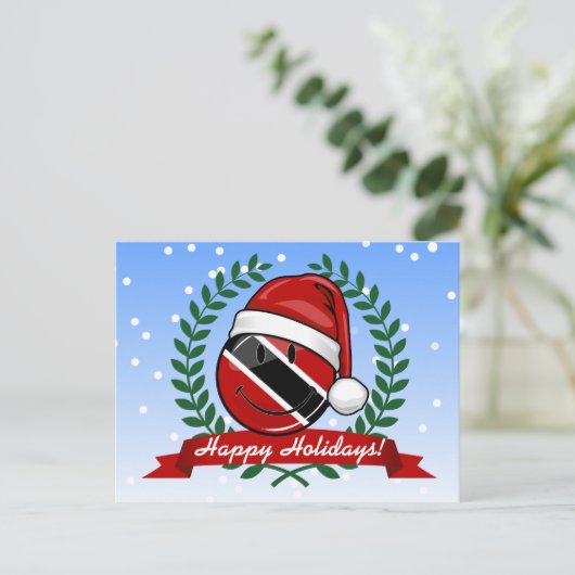 すてきなトリニダードの旗のクリスマスのスタイル シーズンポストカード (スタンド正面)