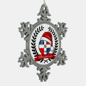 すてきなドミニカ共和国の旗のクリスマス スノーフレークピューターオーナメント (左)