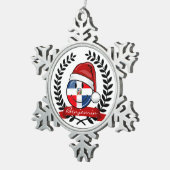 すてきなドミニカ共和国の旗のクリスマス スノーフレークピューターオーナメント (右)