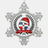 すてきなドミニカ共和国の旗のクリスマス スノーフレークピューターオーナメント (正面)