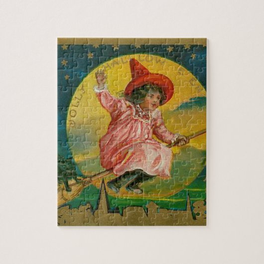 すてきなハロウィンのヴィンテージの魔法使い ジグソーパズル (縦)