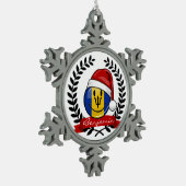 すてきなバルバドスの旗のクリスマスのスタイル スノーフレークピューターオーナメント (左)