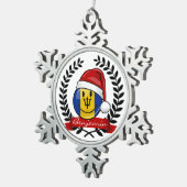 すてきなバルバドスの旗のクリスマスのスタイル スノーフレークピューターオーナメント (右)