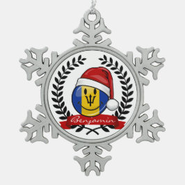 すてきなバルバドスの旗のクリスマスのスタイル スノーフレークピューターオーナメント