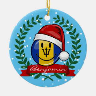 すてきなバルバドスの旗のクリスマスのスタイル セラミックオーナメント