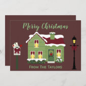 すてきなパープルのクリスマスグリーティング シーズンカード (正面/裏面)