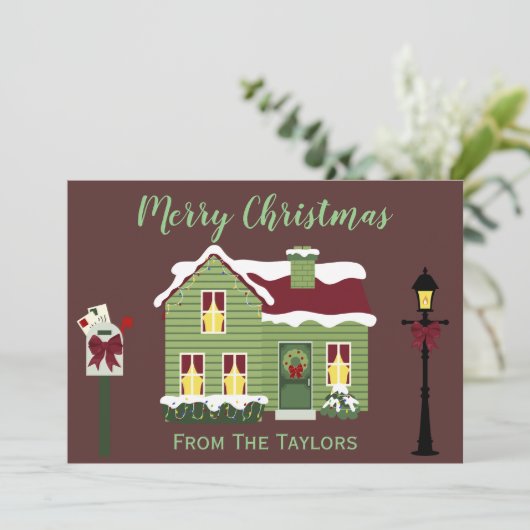 すてきなパープルのクリスマスグリーティング シーズンカード (スタンド正面)