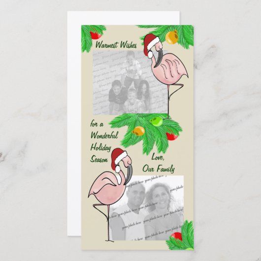 すてきなフラミンゴの写真の挨拶状 シーズンカード (正面/裏面)