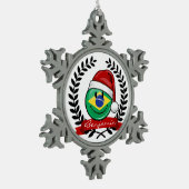 すてきなブラジルの旗のクリスマスのスタイル スノーフレークピューターオーナメント (左)