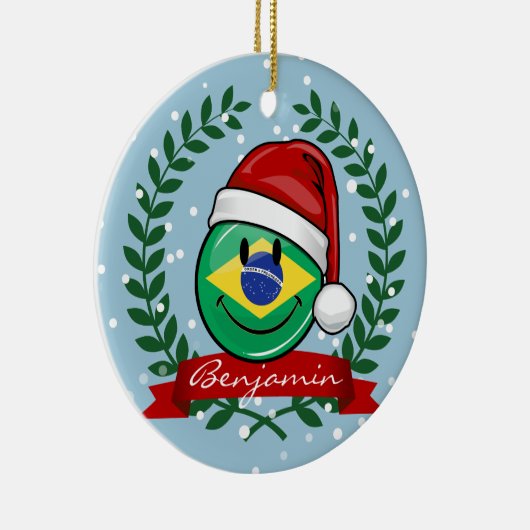 すてきなブラジルの旗のクリスマスのスタイル セラミックオーナメント (右)