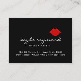すてきなメイクアップアーティストの赤い唇が濃い 名刺