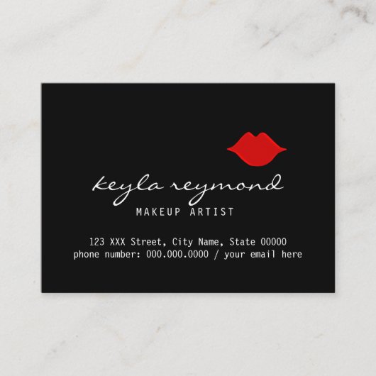 すてきなメイクアップアーティストの赤い唇が濃い 名刺 (正面)
