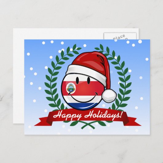 すてきな微笑のクリスマスのコスタリカ人の旗 シーズンポストカード (正面/裏面)