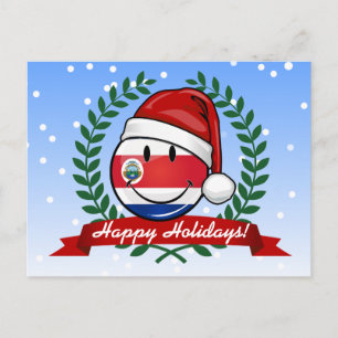 すてきな微笑のクリスマスのコスタリカ人の旗 シーズンポストカード