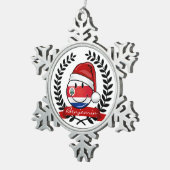 すてきな微笑のクリスマスのコスタリカ人の旗 スノーフレークピューターオーナメント (右)