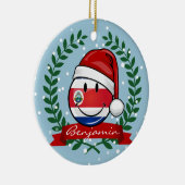 すてきな微笑のクリスマスのコスタリカ人の旗 セラミックオーナメント (右)