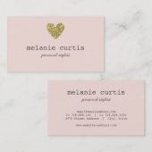 すてきな金ゴールドのフェイクなグリッターのハートのピンク 名刺 (正面/裏面)