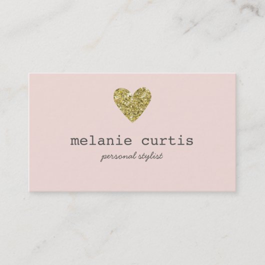 すてきな金ゴールドのフェイクなグリッターのハートのピンク 名刺 (正面)