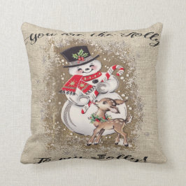 すてきな雪だるまおよびトナカイ! そうかわいい… クッション