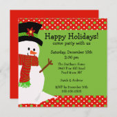 すてきな雪だるまの休日のパーティの招待状 招待状 (正面/裏面)