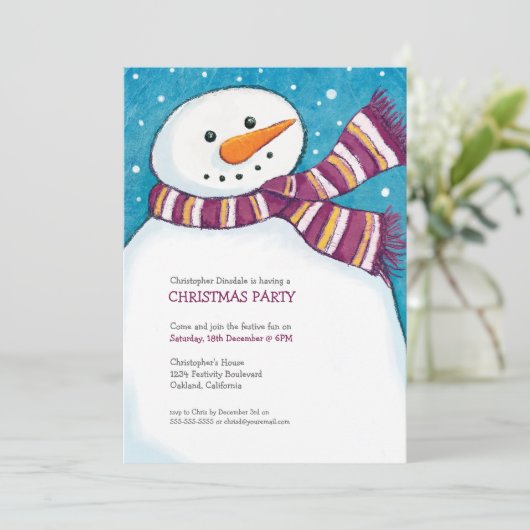 すてきな雪だるま|の子供のクリスマスのパーティの招待状 招待状 (スタンド正面)