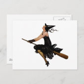 すてきな魔女が箒遠くにを空けて行く ポストカード (正面/裏面)