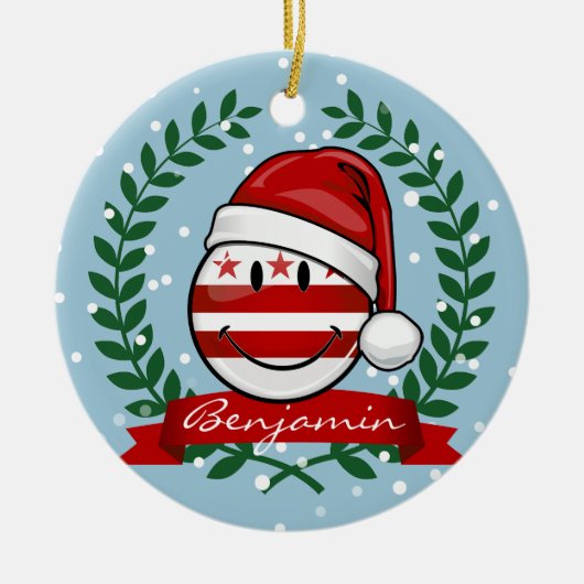 すてきなWashhington DCの旗のクリスマス セラミックオーナメント (正面)