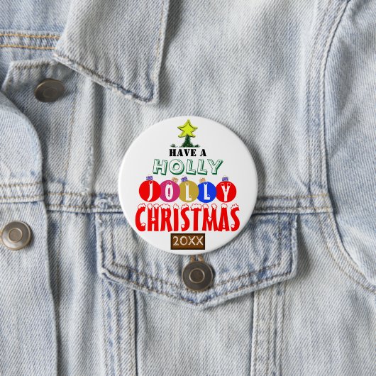 すてきクリスマスツリーレッドブルー金ゴールドオーナメント 缶バッジ (インサイチュ)