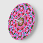 すてきクリスマスピンク緑の赤いメリー星模様 ラージ壁時計 (傾斜)