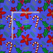 すてきクリスマスポインセチアHolly Candy Cane生地 ファブリック (タイル)