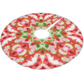 すてきクリスマスレッド緑ピンクメリー星模様 ブラッシュドポリエステルツリースカート (アングル)