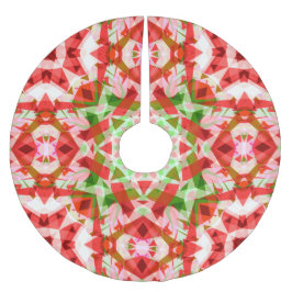 すてきクリスマスレッド緑ピンクメリー星模様 ブラッシュドポリエステルツリースカート