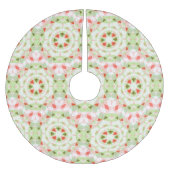 すてきクリスマスレッド緑ピンクメリー星模様 ブラッシュドポリエステルツリースカート (正面)