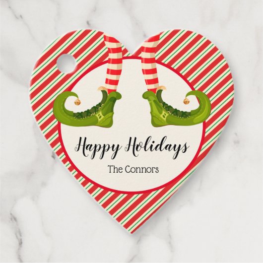 すてきクリスマス小妖精や小人レグストライプズハート フェイバータグ (正面)
