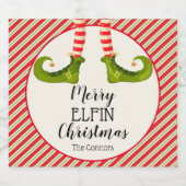 すてきクリスマス小妖精や小人レグストライプズホリデイ スパークリングワインラベル (シングルラベル)