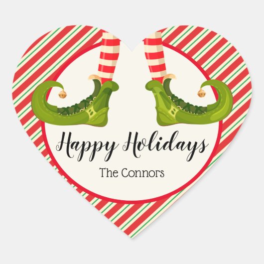 すてきクリスマス小妖精や小人レグストライプズホリデイ ハートシール (正面)