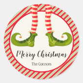 すてきクリスマス小妖精や小人レグストライプズホリデイ ラウンドシール (正面)