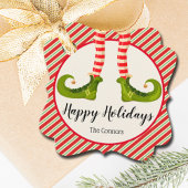 すてきクリスマス小妖精や小人レグストライプズ休日ファンシー フェイバータグ