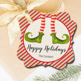 すてきクリスマス小妖精や小人レグストライプズ休日ファンシー フェイバータグ