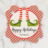 すてきクリスマス小妖精や小人レグストライプズ休日ファンシー フェイバータグ (正面)