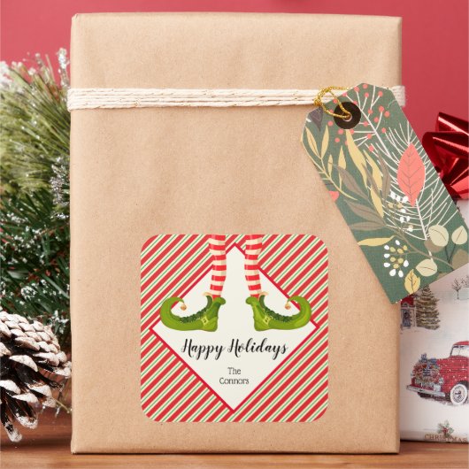 すてきクリスマス小妖精や小人レグストライプズHOLIDAY SQUARE スクエアシール (クリスマス)