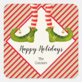 すてきクリスマス小妖精や小人レグストライプズHOLIDAY SQUARE スクエアシール (正面)