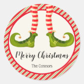 すてきクリスマス小妖精や小人レッグストライプズホリデースモール ラウンドシール (正面)