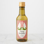 すてきクリスマス小妖精や小人レッグストライプズホリデーミニ ワインラベル (正面)