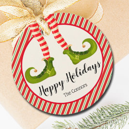 すてきクリスマス小妖精や小人レッグストライプズホリデーラウンド フェイバータグ